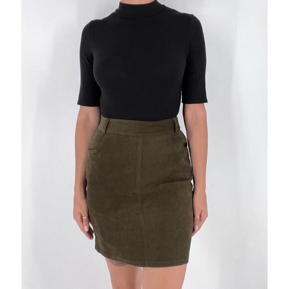 Vintage Dresses & Skirts - Vintage French Laundry Olive Green Soft High Rise Skirt Size Small
